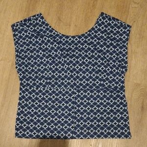 Navy Blue Patterned Women's Top
